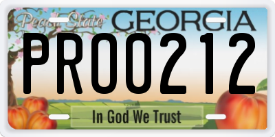 GA license plate PRO0212