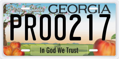 GA license plate PRO0217