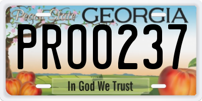 GA license plate PRO0237
