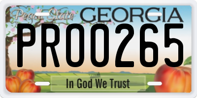 GA license plate PRO0265