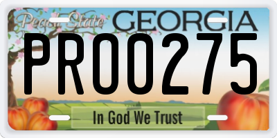 GA license plate PRO0275