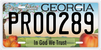 GA license plate PRO0289