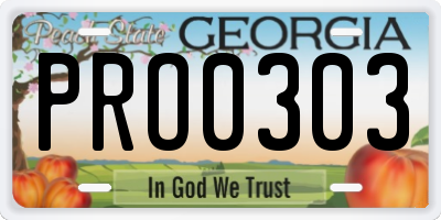 GA license plate PRO0303