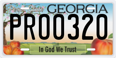 GA license plate PRO0320