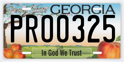 GA license plate PRO0325