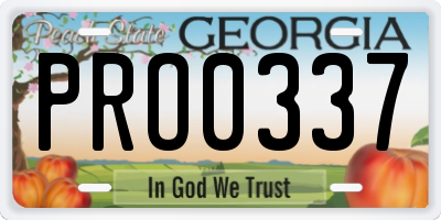 GA license plate PRO0337