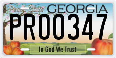 GA license plate PRO0347