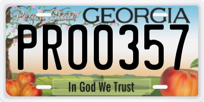 GA license plate PRO0357