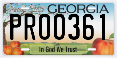 GA license plate PRO0361