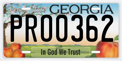 GA license plate PRO0362