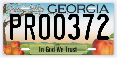GA license plate PRO0372