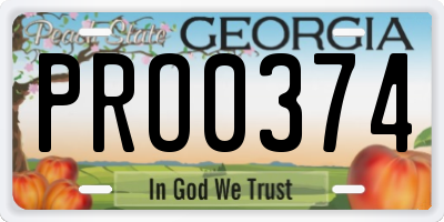 GA license plate PRO0374