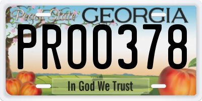GA license plate PRO0378