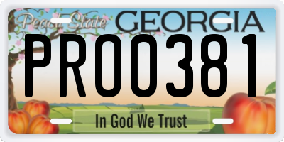 GA license plate PRO0381