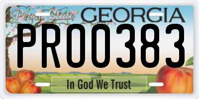 GA license plate PRO0383