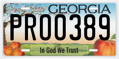 GA license plate PRO0389