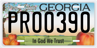 GA license plate PRO0390