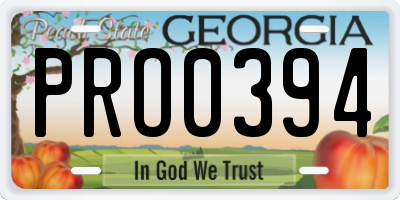 GA license plate PRO0394