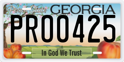 GA license plate PRO0425