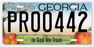 GA license plate PRO0442