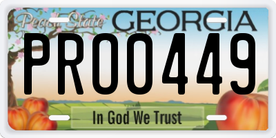 GA license plate PRO0449
