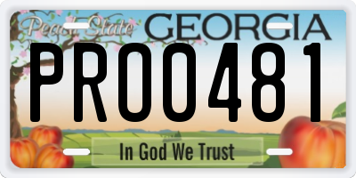 GA license plate PRO0481
