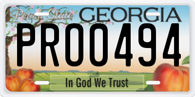 GA license plate PRO0494