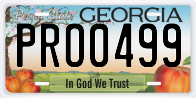 GA license plate PRO0499