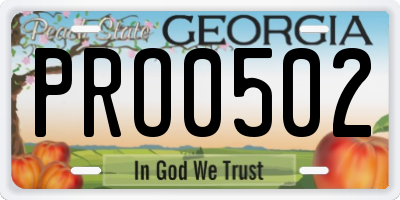 GA license plate PRO0502