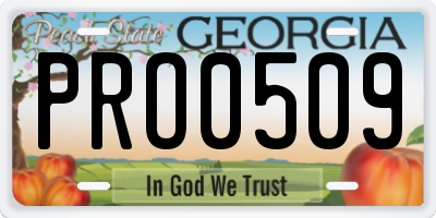 GA license plate PRO0509