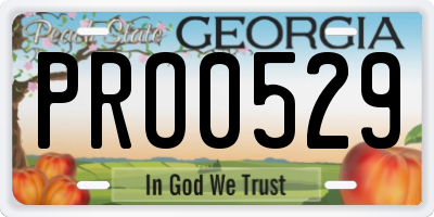 GA license plate PRO0529