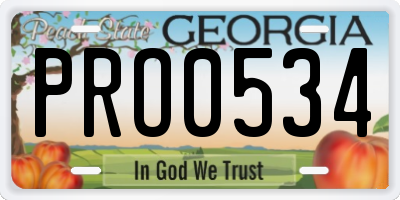 GA license plate PRO0534