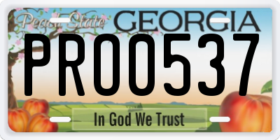 GA license plate PRO0537