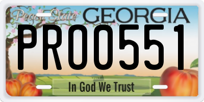GA license plate PRO0551