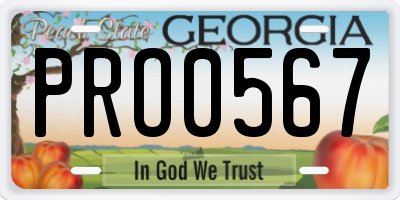 GA license plate PRO0567