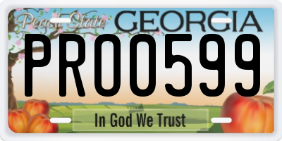 GA license plate PRO0599