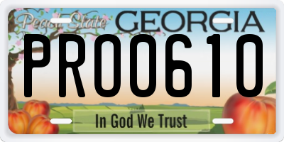 GA license plate PRO0610