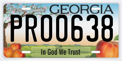 GA license plate PRO0638