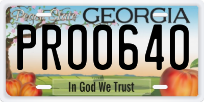 GA license plate PRO0640