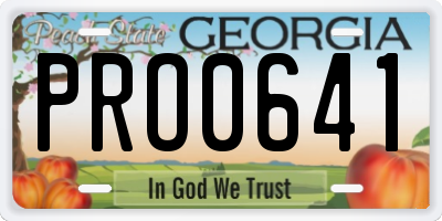 GA license plate PRO0641