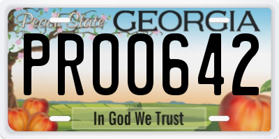 GA license plate PRO0642