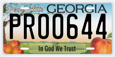 GA license plate PRO0644