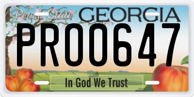 GA license plate PRO0647