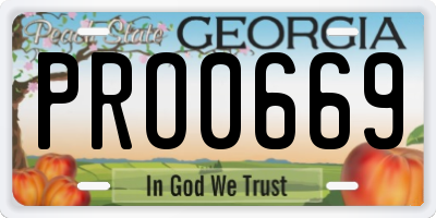 GA license plate PRO0669