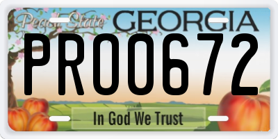 GA license plate PRO0672