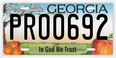 GA license plate PRO0692