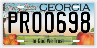 GA license plate PRO0698