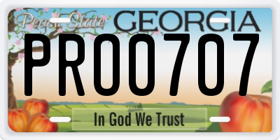 GA license plate PRO0707