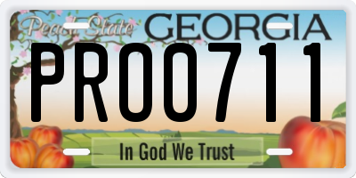 GA license plate PRO0711