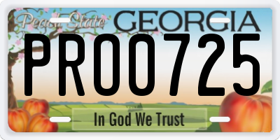 GA license plate PRO0725